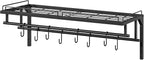 Hanging Pot Rack, Wall-Mounted Pot Rack, Kitchen Cookware Organizer, Metal Pot and pan Organizer Holder, for Cookware, Utensils Organization, Black TPR38BB