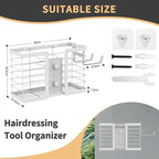 FUNKYLEE Hair Tool Organizer, 3 in 1 Metal Bathroom Blow Dryer Organizer Wall Mount for Flat Iron, Curling Iron, Straightener, Hair Care & Styling Tools Storage and Organizer (White)-2pcs