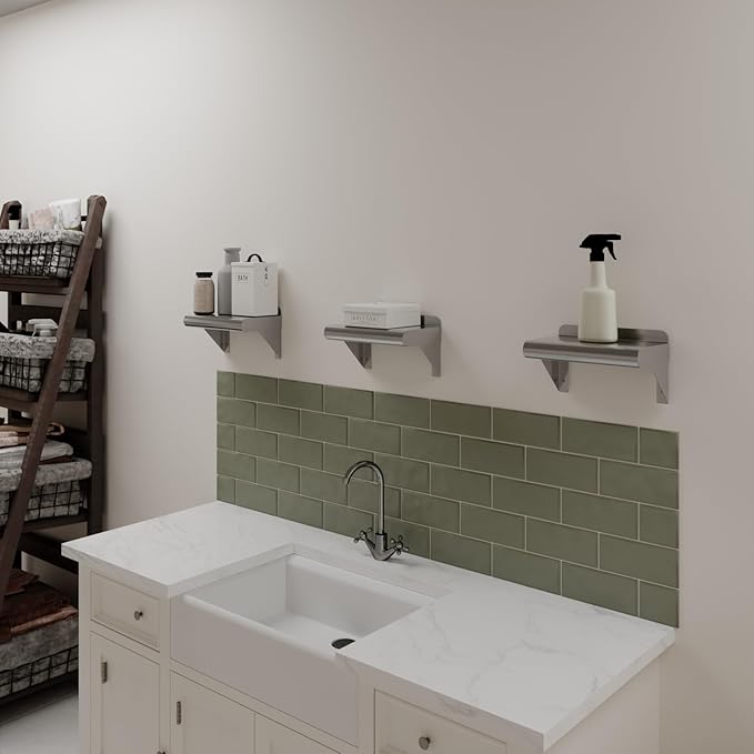 AmGood 6 in. x 10 in. Stainless Steel Wall Shelf | NSF | Metal Shelving | Garage, Laundry, Storage, Utility Room | Restaurant, Commercial Kitchen