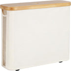 StorageWorks Toilet Paper Storage with Bamboo Lid, Toilet Paper Holder Basket for Up to 9 Mega or 12 Regular Size Rolls, Medium Paper Storage Baskets for Bathroom, Beige, 1 Pack
