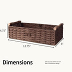 Back of Toilet Basket with Wood Handles, Brown Wicker Toilet Paper Basket for Toilet Tank Top, Narrow Toilet Tank Basket, Bathroom Basket Organizer for Wipes & Essentials