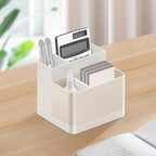 Poeland Desktop Storage Organizer, Pen and Pencil Cases Boxes, Pen or Pencil Holder Box Container for Desk, Office Supplies, Vanity Table Tan