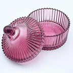 Colorful Glass Jar With Lid,Candy Cookie Dish,Jewelry Box,Christmas Burgundy Decor,Decorative Jars(Purplish Red)