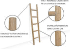 FUIN Fully Assembled 57in Wood Blanket Ladder Living Room Decorative Wall Leaning Farmhouse Quilt Display Holder Rustic Wooden Towel Rack for Bathroom, Brown