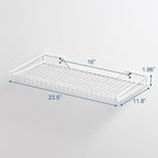 Wallmaster Heavy Duty Garage Wall Shelving 2 Pack 23.6"x11.8" Metal Wire Shelves Wall Mount Mesh Storage Rack for Garage, Office, Basement and Kithcen, max Load 65 lbs (White)