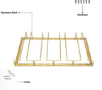Wine Glass Rack - Under Cabinet Stemware Wine Glass Holder Glasses Storage Hanger 2 Pack Metal Organizer for Bar Kitchen 4 Rows Gold