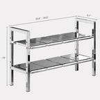 Large Under Sink Organizer 2 Tier Expandable Heavy Stainless Steel Shelf Adjustable Height for Under Kitchen Bathroom Sink Organizers and Storage (Large Size: 8 Panels)