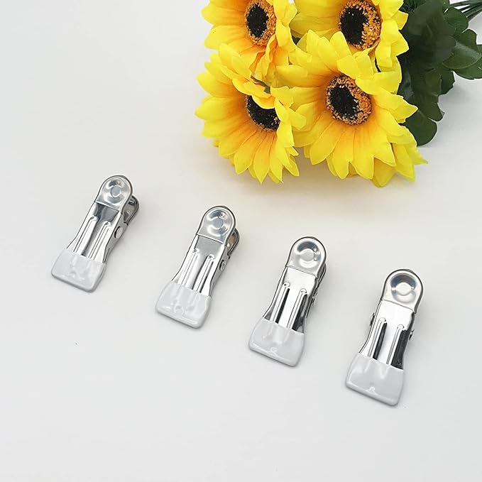 Clothes Pins for Hanging Clothes, 32 Pack White Stainless Steel Clothespins for Laundry, Heavy Duty Clothing Pins for Clothes Line, Metal Clips for Clothes, Socks, Towel, Snack, Photo