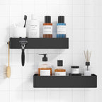 Kitsure Shower Caddy - 2 Pack Adhesive Shower Organizer, Rustproof Metal Shelves, No-Drill Bathroom Organizers and Storage, Black, X-Large
