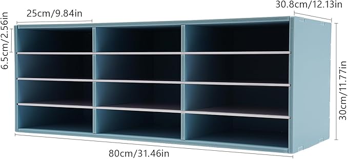 Paper Organizer for Desk, 12 Compartments Desktop Literature Organizer with Adjustable Shelves, File Sorter Mail Center, Stackable Paper Sorter Organizer for Home, Office, Classroom