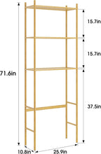 3 Tier Over The Toilet Organizer Rack Bamboo, Freestanding Bathroom Toilet Storage Shelf, Space Saving and Easy to Install, Adjustable Feet, Adjustable Bottom Rod