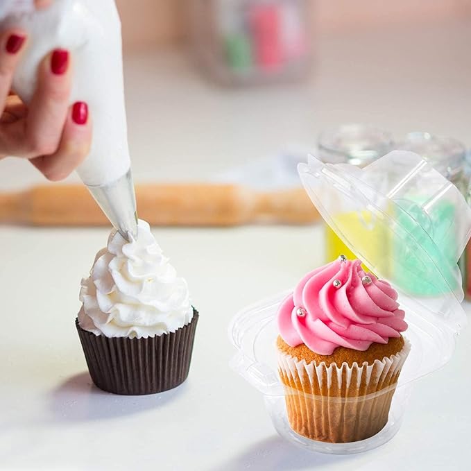 150 Pack Individual Cupcake Containers Plastic Cupcake Boxes Cupcake Holders Stackable Deep Dome Cupcake Carrier