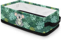 Small Bathroom Basket Toilet Tank Topper Paper Basket Fabric Bin Shelf Multi-purpose Storage Basket Caddy with Handles for Bathroom Counter, Koala Tropical Monstera Leaf Green