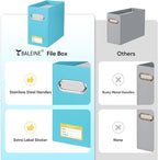 BALEINE File Organizer Box, Cardboard File Folder Organizer with Handle for Letter Size, Portable Collapsible Hanging Filing Box for Home Office Document Storage (2 Pack, Blue)