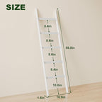 Blanket Ladder Towel Racks For Bathroom 5 Layers Towel Holder 100% Bamboo Wood Sturdy Construction No Need Wall Drilling Quilt Scarf Storage Solution Decorative Leaning Shelf for Living Room (White)