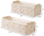 2 Pack Macrame Storage Baskets Boho Decor Basket Handmade Woven,Toilet Paper Storage Basket,Small Baskets For Organizing,Bathroom Organizers And Storage,Bathroom Counter Organizer, Ivory