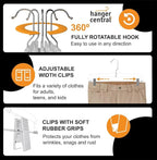 Hanger Central Premium 14 Inch Clear Pants Hangers with Adjustable Clips - 12 Pack Space-Saving Skirt Hangers - Non-Slip Heavy Duty Plastic Closet Organizers with 360° Swivel Hook