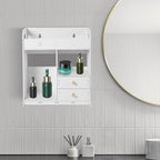Adhesive Bathroom Wall Cabinet, Bathroom Cabinet Wall Mount with Drawers, Farmhouse Storage Cabinet Toilet Paper Storage 15 X 7 X 17inch