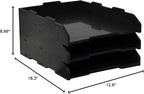 A3 Stackable Paper Tray, 3 Tier Desk File Organizer, Desktop Organizer for Office Supplies, File Storage, Letter Organizer /A3 Office File Folder,Home or Office School, White (Portrait-Black-3-Tier)