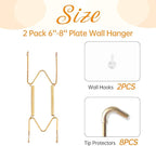 Bilillo 2 Pack Plate Hangers for The Wall, Suitable for 6-8 inch Decorative Plate, Stainless Steel Invisible Heavy Duty Wire Plate Holder with Wall Hooks, Plate Hangers for Displaying Plates