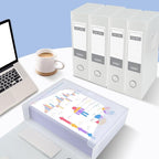 HUA JIE A4 Storage File Boxes Plastic Archives Cases with Lid, File Folder Organizer Document Filing Box for office,31×7.5×23.5 cm, Transparent(Pack of 6)