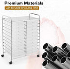 GOFLAME 20-Drawer Rolling Storage Cart, Multifunctional Art Craft Organizer Cart, Mobile Utility Storage Cart with Removable Drawers & Lockable Wheels, Craft Cart for Home Office School, Clear