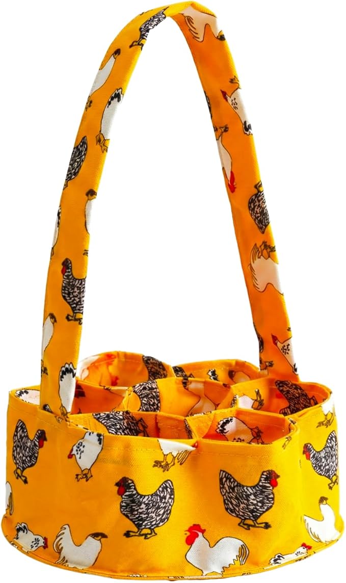 UKJENT Egg Collecting Basket, 7 Pouches Large Chicken Egg Gathering Basket, Machine Washable, Hold Different Size Eggs Collection Carrier Bag, Duck Goose Quail Fresh Eggs Collector, Farm & Home Use