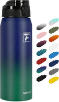 Fanhaw 24 oz Insulated Stainless Steel Water Bottle with Anti-Dust Chug Lid, Leakproof Vacuum Metal Bottle for Kids, Women & Men (Purple Green)