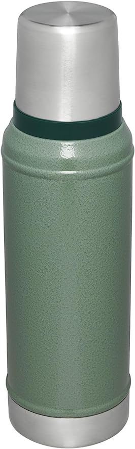 Stanley Classic Legendary Vacuum Bottle 1.0 qt | Wide Mouth with Leakproof Cup Lid | Keep Drinks Hot or Cold | Packable for Travel | Insulated Stainless Steel Thermos | BPA-Free | Hammertone Green
