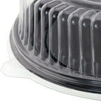 12" [5 Pack] Round Cake Pies Carriers, Black Serving Tray with Clear Lid, Disposable Cake Containers with Dome Lids Dessert Sandwich Trays for Party