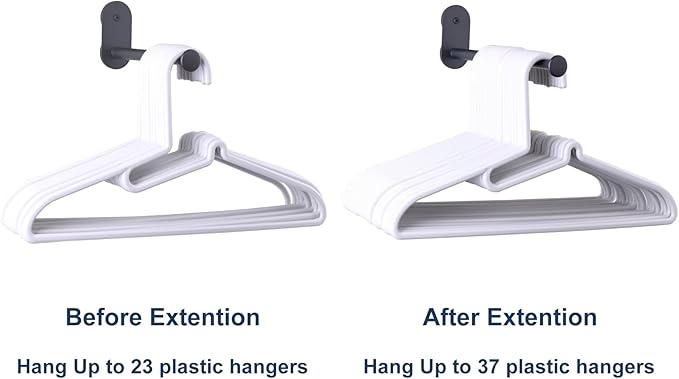 Extendable Magnetic Hanger Holder for Laundry Room, Clothes Hanger Orangizer Rack for Side of Washer or Dryer, Space Saving Laundry Storage, Black, Pack of 1