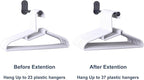 Extendable Magnetic Hanger Holder for Laundry Room, Clothes Hanger Orangizer Rack for Side of Washer or Dryer, Space Saving Laundry Storage, Black Pack of 2