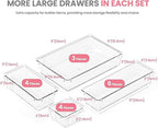 HOUSE DAY Makeup Drawer Organizer Trays 17 PCS, 4-Size Clear Drawer Organizers with Silicone Pads, Vanity Organizers and Storage, Non Slip Plastic Drawer Organizer for Desk, Bathroom, Kitchen, Office