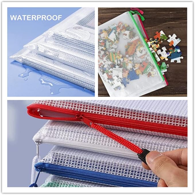 Mesh Zipper Pouch Bag, Plastic Zipper Bags,Zipper Bags for Organizing Storage,A4 Size Waterproof Document Pouch for Office Supplies, Arts & Crafts Organizing Storage (10 Colors 40 Pack)
