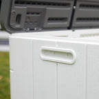 110 Gallon Deck Box Waterproof,Double-Wall Resin Outdoor Storage Boxes, Deck Storage for boat slip storage,Cushions, Pool Float, Garden Tools,Patio Furniture, Lockable (OFF-WHITE)