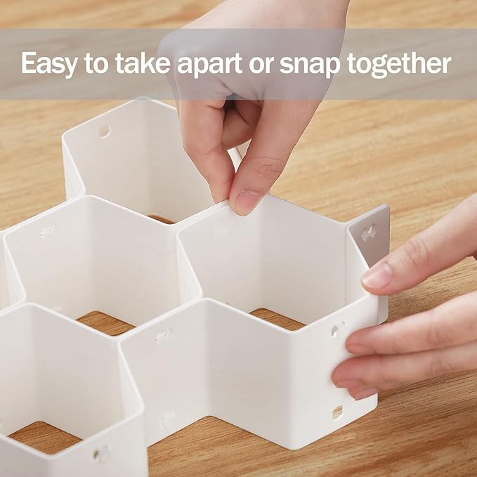 MORNITE 2 Sets Sock Drawer Organizer, Drawer Divider Organizer for Underwear Socks Ties Belts Assemble Honeycomb Separator Closet Cabinet DIY Desk Office 16pcs White