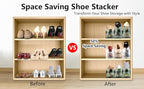 Yes!Fresh Shoe Slot Organizer, Boutique Display Style Shoe Stacker for A Pair of Shoes, Separable Shoe Rack for Closet Organization, 3 Adjustable Narrow Shoe Rack (Transparent Green, 12 Pack)