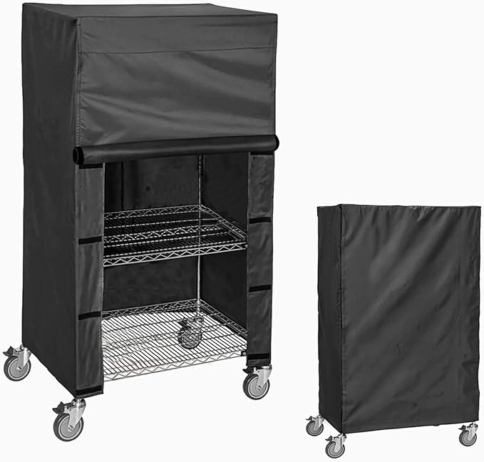 Storage Shelf & Clothes Rack Cover, Dustproof Waterproof Protector with Front Nylon Buckles for Easy Access, Fits Wire Shelving 36" W x 14" D x 72" H (Black, Cover Only)