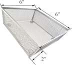 HAHIYO Stackable Mesh Tray Cup 6 x 6 x 2 inches Sturdy Container for Desk Drawer Organizer Collection for Home Office School kitchen Soft Foam Feet No Sharp Edges 2 Pack Silver