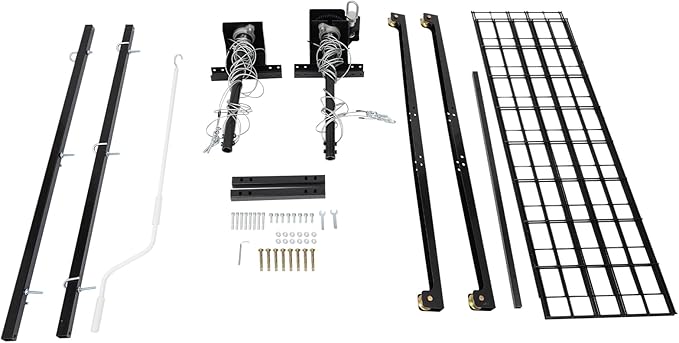 Garage Ceiling Storage Racks, 4x4 FT Garage Ceiling Lift Storage Rack, Lifting 79" Height, Minimum Space 6x6 FT for Overhead Garages Storage Lifting Organization System(300LBS, Satin Black)