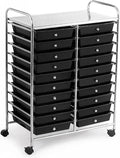 GOFLAME 20-Drawer Rolling Storage Cart, Multifunctional Art Craft Organizer Cart, Mobile Utility Storage Cart with Removable Drawers & Lockable Wheels, Craft Cart for Home Office School, Black