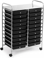GOFLAME 20-Drawer Rolling Storage Cart, Multifunctional Art Craft Organizer Cart, Mobile Utility Storage Cart with Removable Drawers & Lockable Wheels, Craft Cart for Home Office School, Black