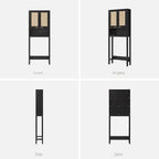 SICOTAS Over The Toilet Storage Cabinet with Rattan Door, Freestanding Bathroom Organizer with Adjustable Shelf, Space Saver Cabinet for Bathroom, Laundry Room, Restroom