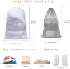 Meowoo Large Mesh Laundry Bag, 27×36inch Heavy Duty Mesh Laundry Bags Drawstring Lockable, Laundry Hamper Liner, Machine Washable, for Travel,Storage, Sports Factories, Dorms, White 1pcs