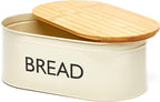 RoyalHouse Premium Metal Bread Box with Bamboo Lid (Pack of 2) Stainless Steel Large Bread Bin Storage Container And Organizer for Kitchen Countertop, Vintage Style Kitchen Decor