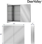 DeerValley Medicine Cabinet with Mirror, 30" W x 26" H Bathroom Mirror with Storage, Frameless Modern Wall Mount Mirrored Medicine Cabinets with Adjustable Shelf