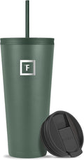 IRON °FLASK Classic Tumbler - Vacuum Insulated Stainless Steel Water Bottle, Double Walled, Drinking Cup, Insulated Travel Mug (Sage, 32 oz Solid Lid)
