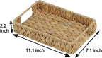 Bathroom Tray, 11 Inch Water Hyacinth Vanity Tray with Handle, Small Wicker Basket for Bathroom Toilet Tank Countertop, Wicker Bathroom Trays for Counter Decor