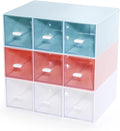 Desktop Drawers, Desk Organizer with 9 Drawers, Stackable Plastic Storage Box for Home Collection, Cosmetics, Jewelry, Office Supplies (3 Tiers, Mixed Colors)