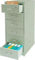 6 Drawer File Cabinet with Lock, Metal Vertical Office Filing Cabinets, Home Office Narrow Storage Cabinet for A4/F4/Letter/Legal (Green)